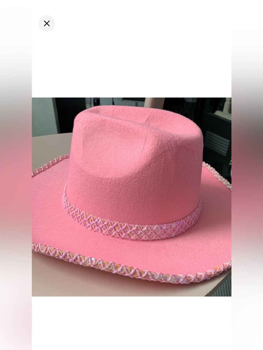 Pink Women's Felt Cowboy Hat with Braided Trim